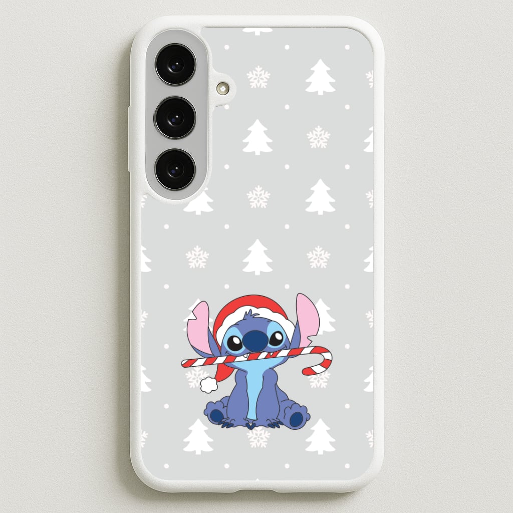 Cute Blue Alien Candycane Phone Case for Galaxy S25FE