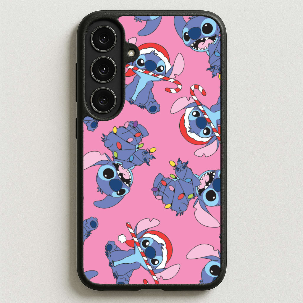 Christmas Cute Blue Alien Pattern Phone Case for Galaxy S25FE