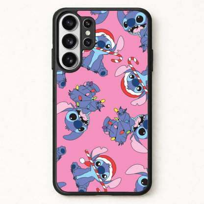 Christmas Cute Blue Alien Pattern Phone Case for Galaxy S26 Ultra