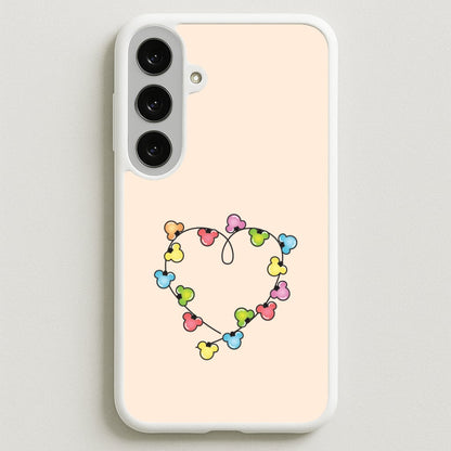 Cartoon Mouse Christmas Fairylights Heart Phone Case for Galaxy S25FE