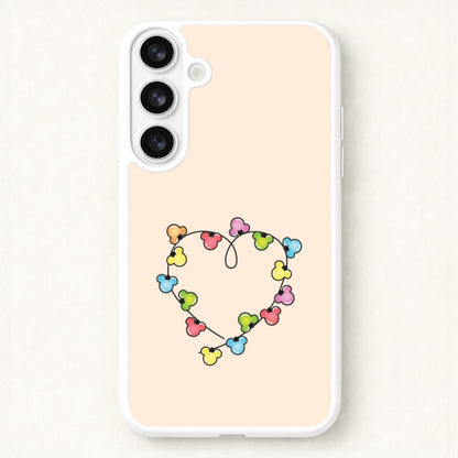 Cartoon Mouse Christmas Fairylights Heart Phone Case for Galaxy S26 Plus