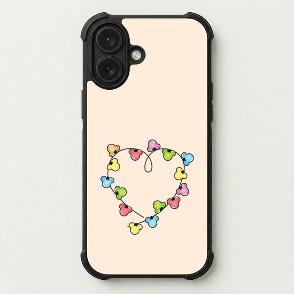Cartoon Mouse Christmas Fairylights Heart Phone Case — Bumper case