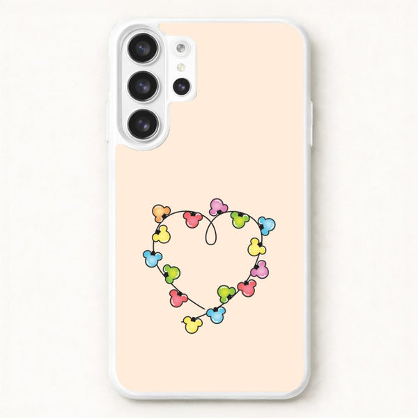 Cartoon Mouse Christmas Fairylights Heart Phone Case for Galaxy S26 Ultra