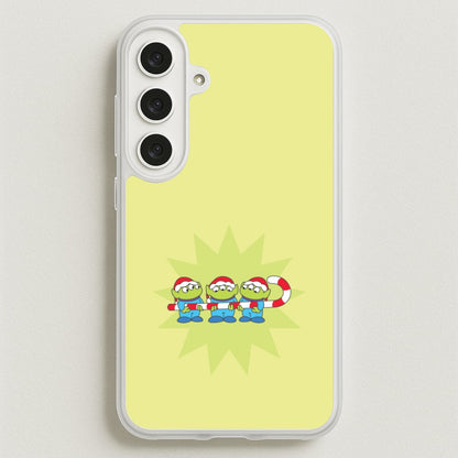 Cute Green Aliens Candycane Phone Case for Galaxy S25FE