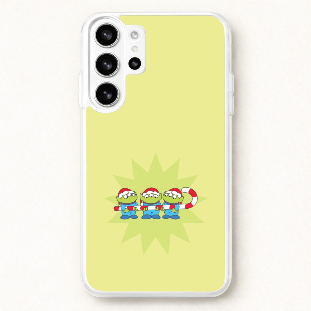 Cute Green Aliens Candycane Phone Case for Galaxy S26 Ultra