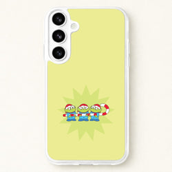 Cute Green Aliens Candycane Phone Case for Galaxy S26 Plus