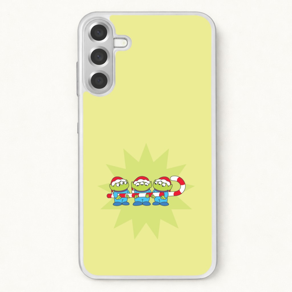 Cute Green Aliens Candycane Phone Case for Galaxy A57