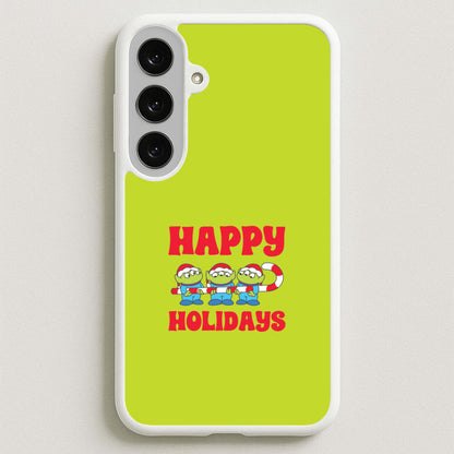 Happy Holidays Cute Green Aliens Phone Case for Galaxy S25FE