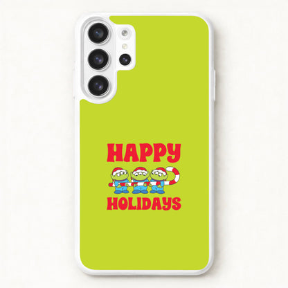 Happy Holidays Cute Green Aliens Phone Case for Galaxy S26 Ultra