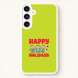 Happy Holidays Cute Green Aliens Phone Case for Galaxy S26 Plus