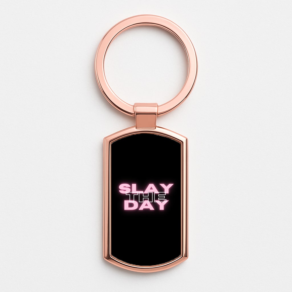 Slay The Day - Sassy Quote Rose Gold Keyring