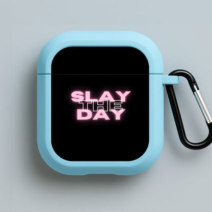 Slay The Day - Sassy Quote Blue AirPods Case