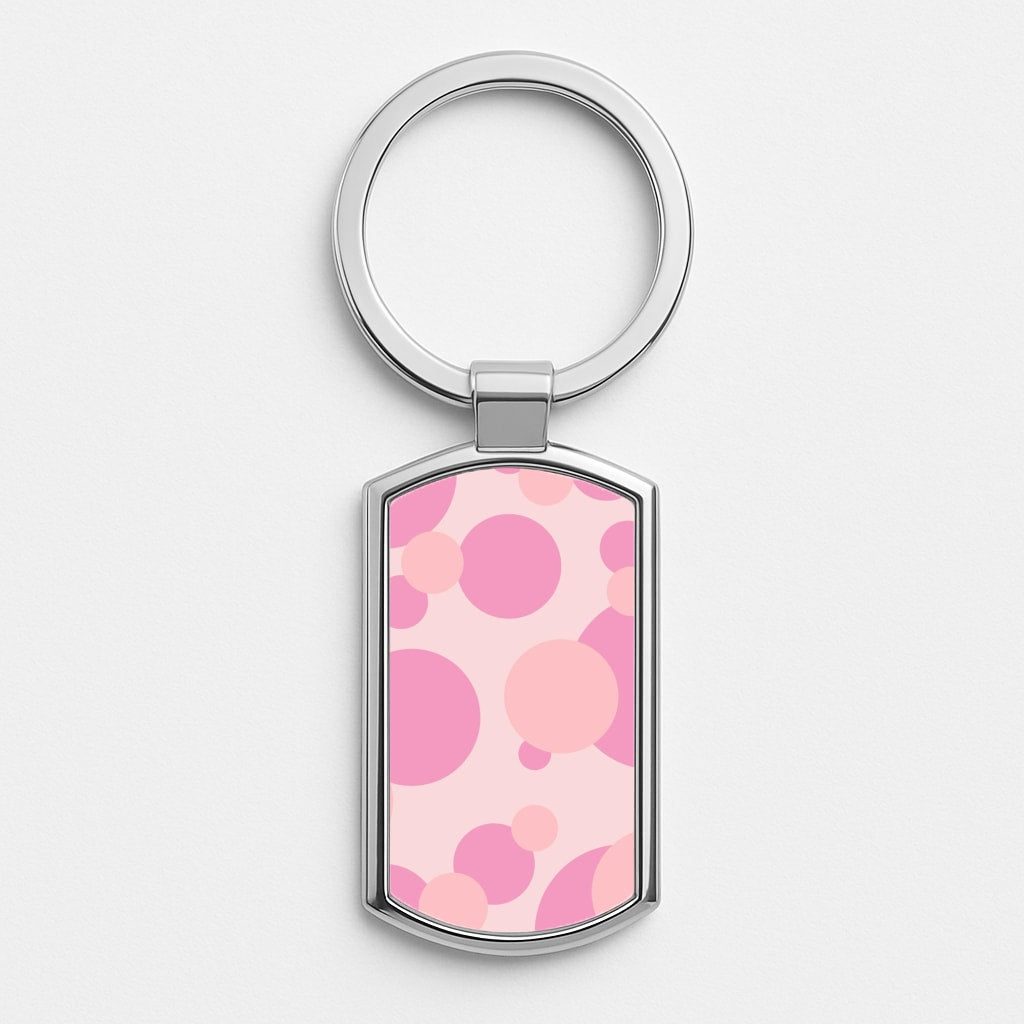 Pink Bubble Pattern  Silver Keyring