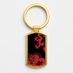 Red Dragon Gold Keyring