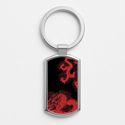 Red Dragon Silver Keyring