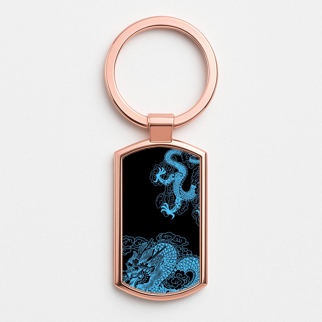Blue Dragon Rose Gold Keyring