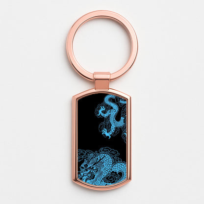 Blue Dragon Rose Gold Keyring