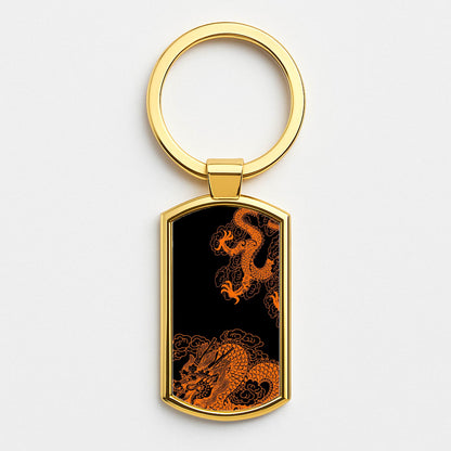 Orange Dragon Gold Keyring