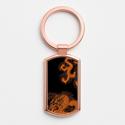 Orange Dragon Rose Gold Keyring