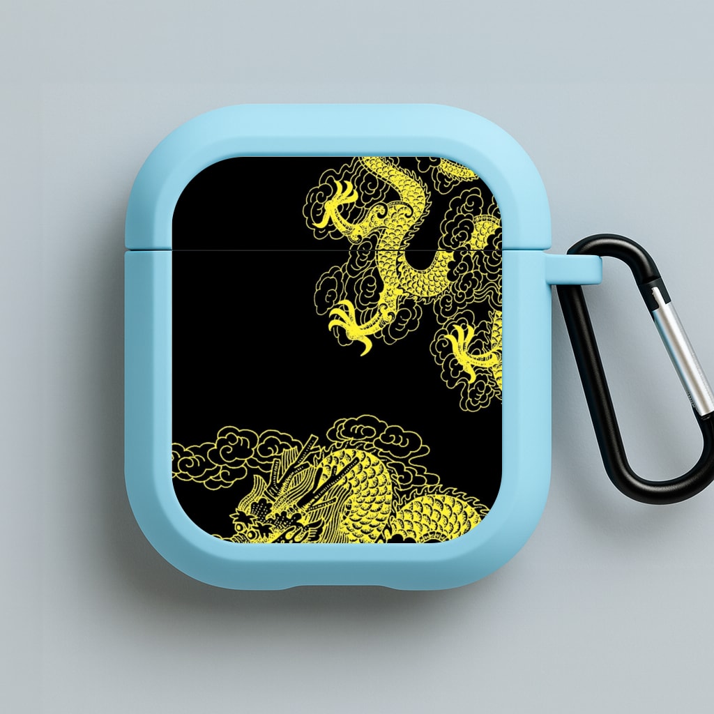 Yellow Dragon Blue AirPods Case