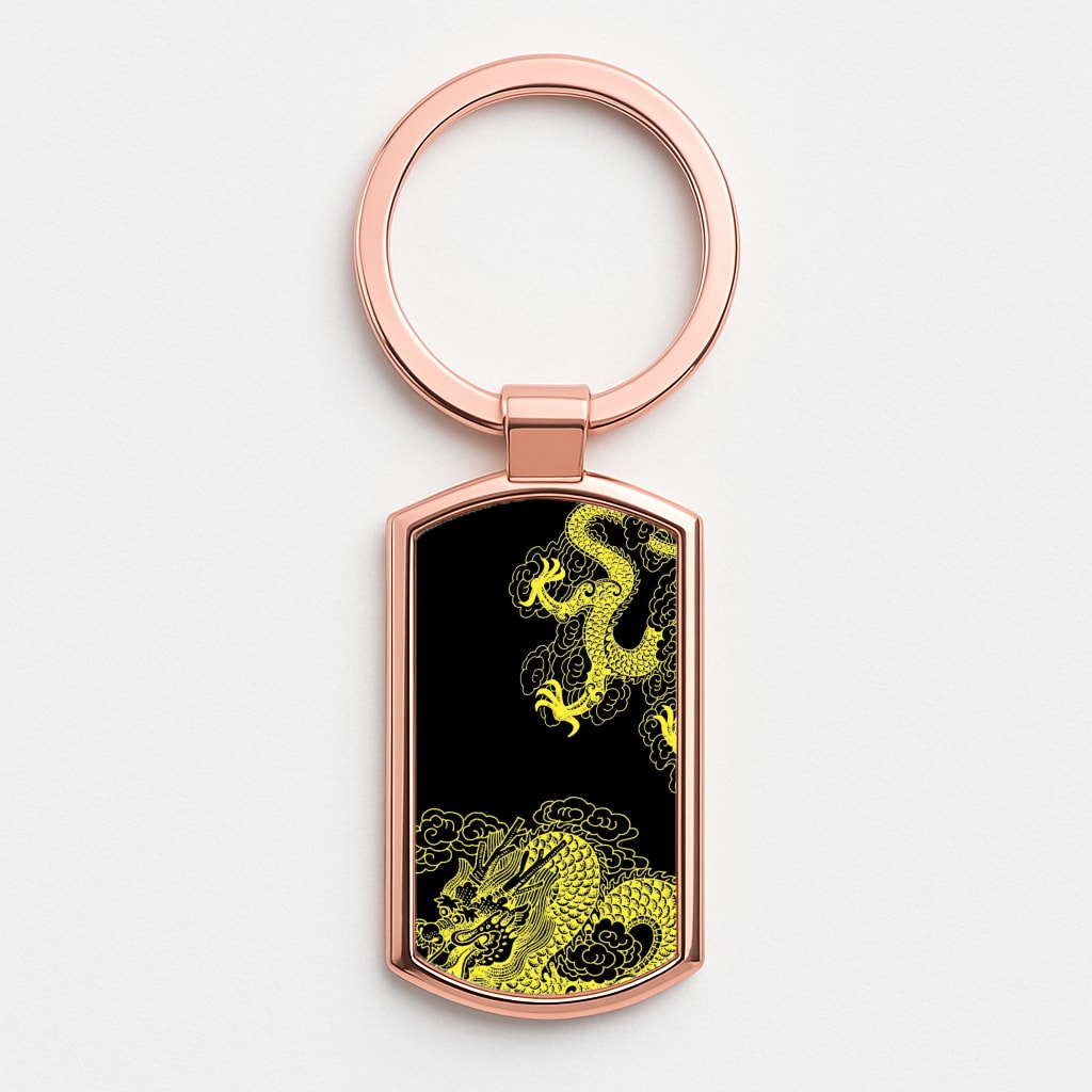 Yellow Dragon Rose Gold Keyring