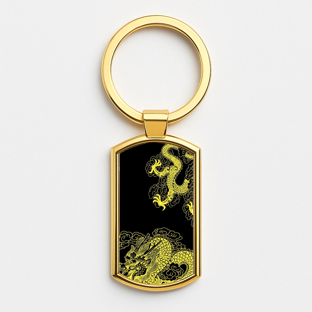 Yellow Dragon Gold Keyring