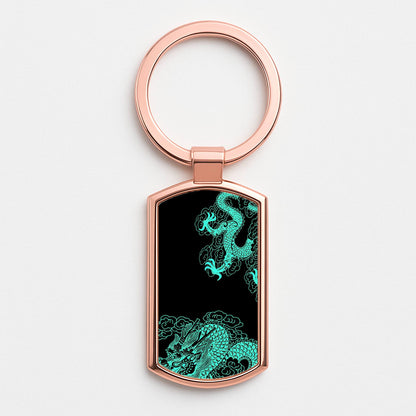 Green Dragon Rose Gold Keyring