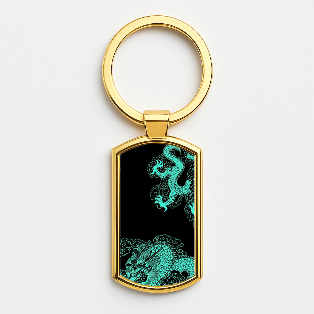Green Dragon Gold Keyring