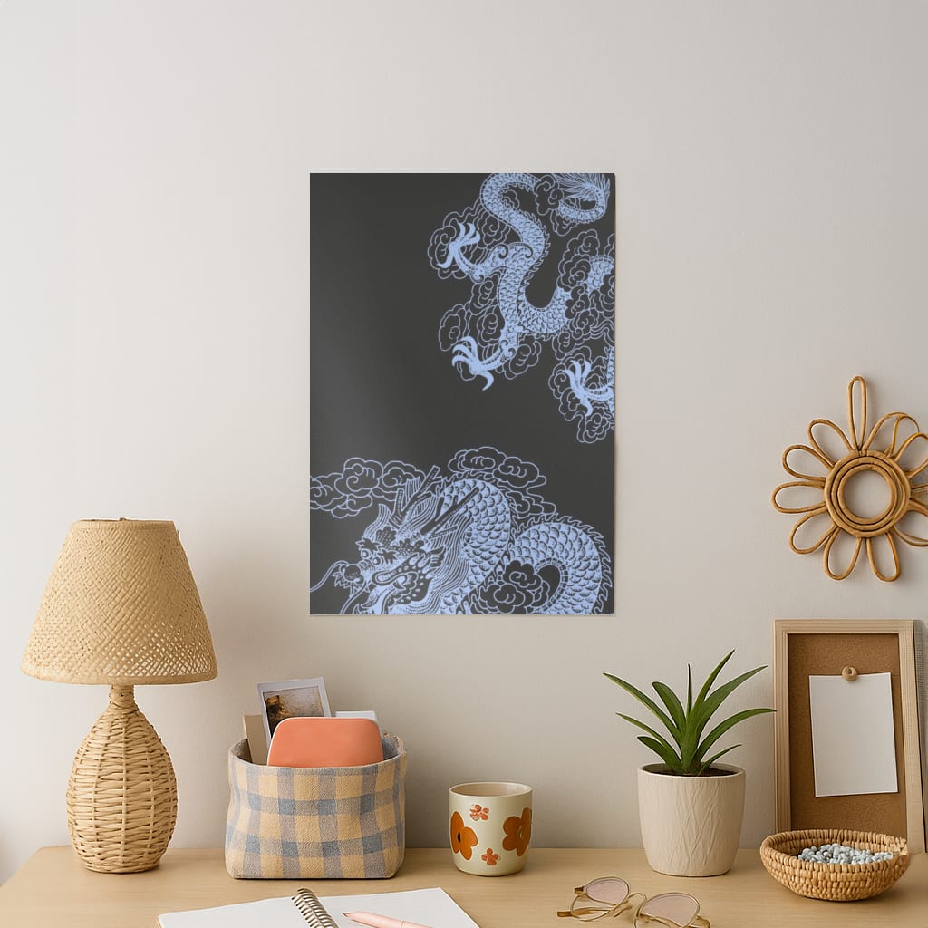 Dark Blue Dragon Art Print