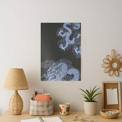Dark Blue Dragon Art Print