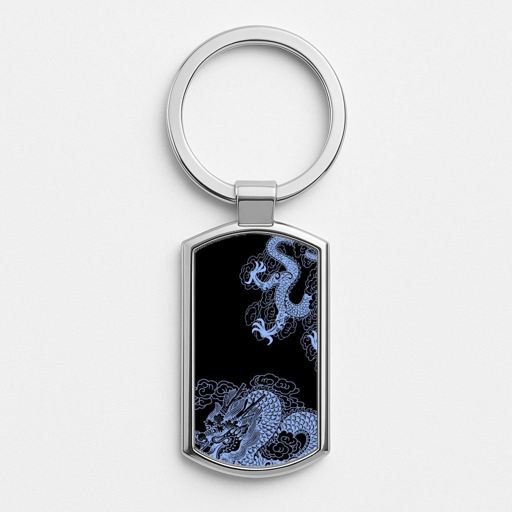 Dark Blue Dragon Luxury Keyring