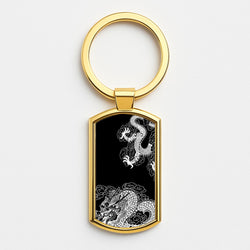White Dragon Gold Keyring