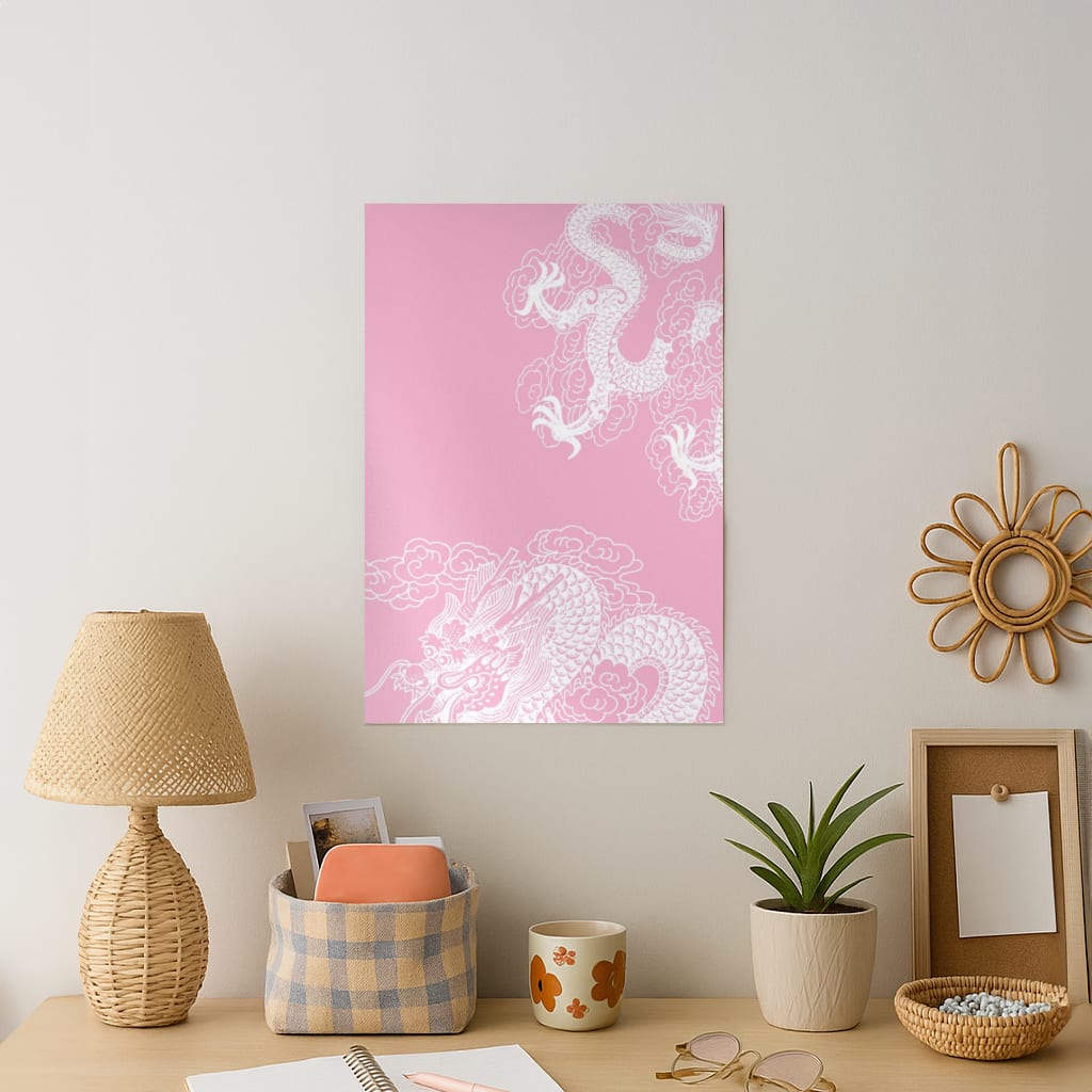 Pink Background Dragon Art Print