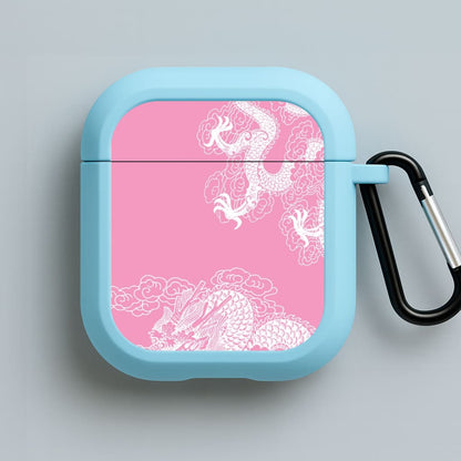 Pink Background Dragon Blue AirPods Case