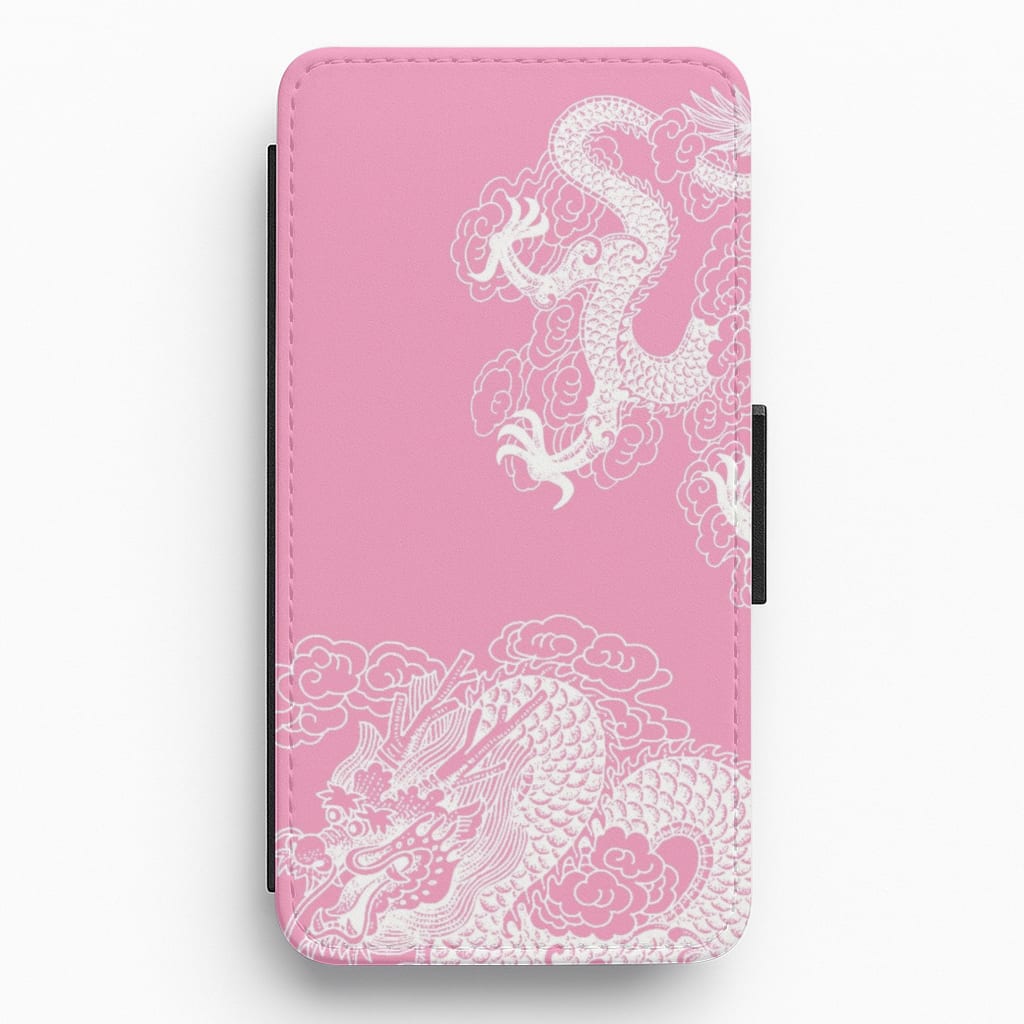 Pink Background Dragon Flip / Wallet Phone Case