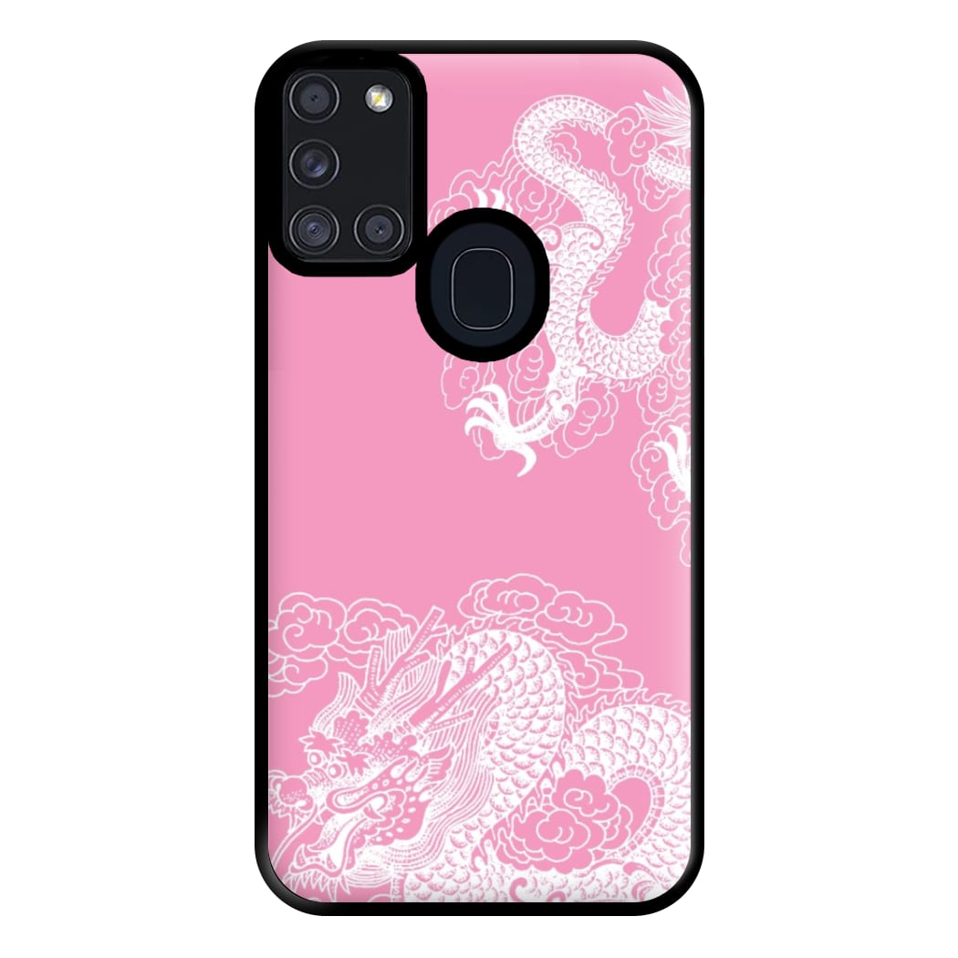 Pink Background Dragon Phone Case for Galaxy A21s