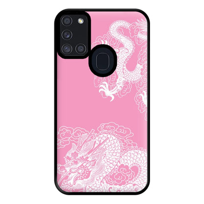 Pink Background Dragon Phone Case for Galaxy A21s