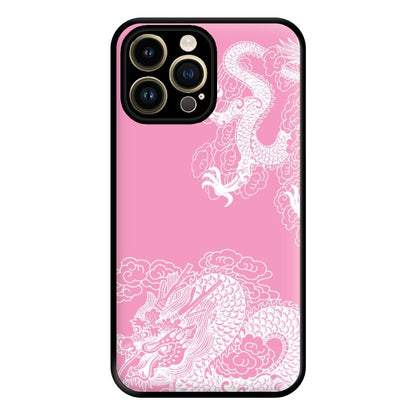 Pink Background Dragon Phone Case for iPhone 14 Pro Max