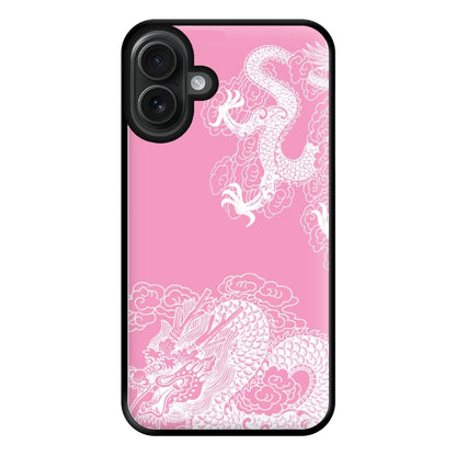 Pink Background Dragon Phone Case for iPhone 16 Plus