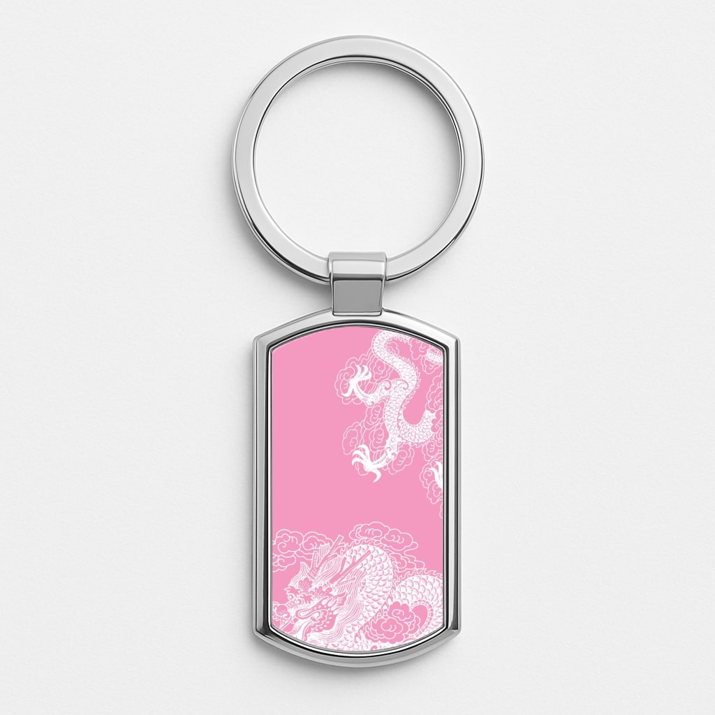 Pink Background Dragon Luxury Keyring