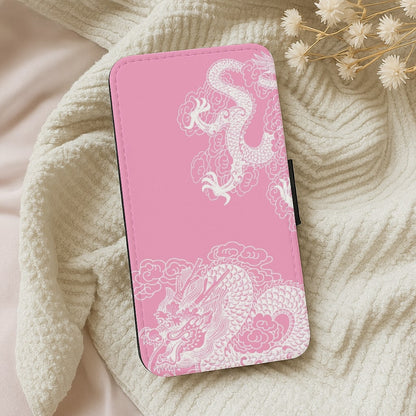 Pink Background Dragon Wallet Phone Case