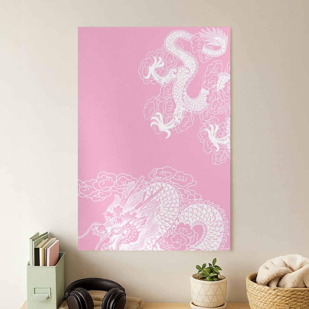 Pink Background Dragon Poster