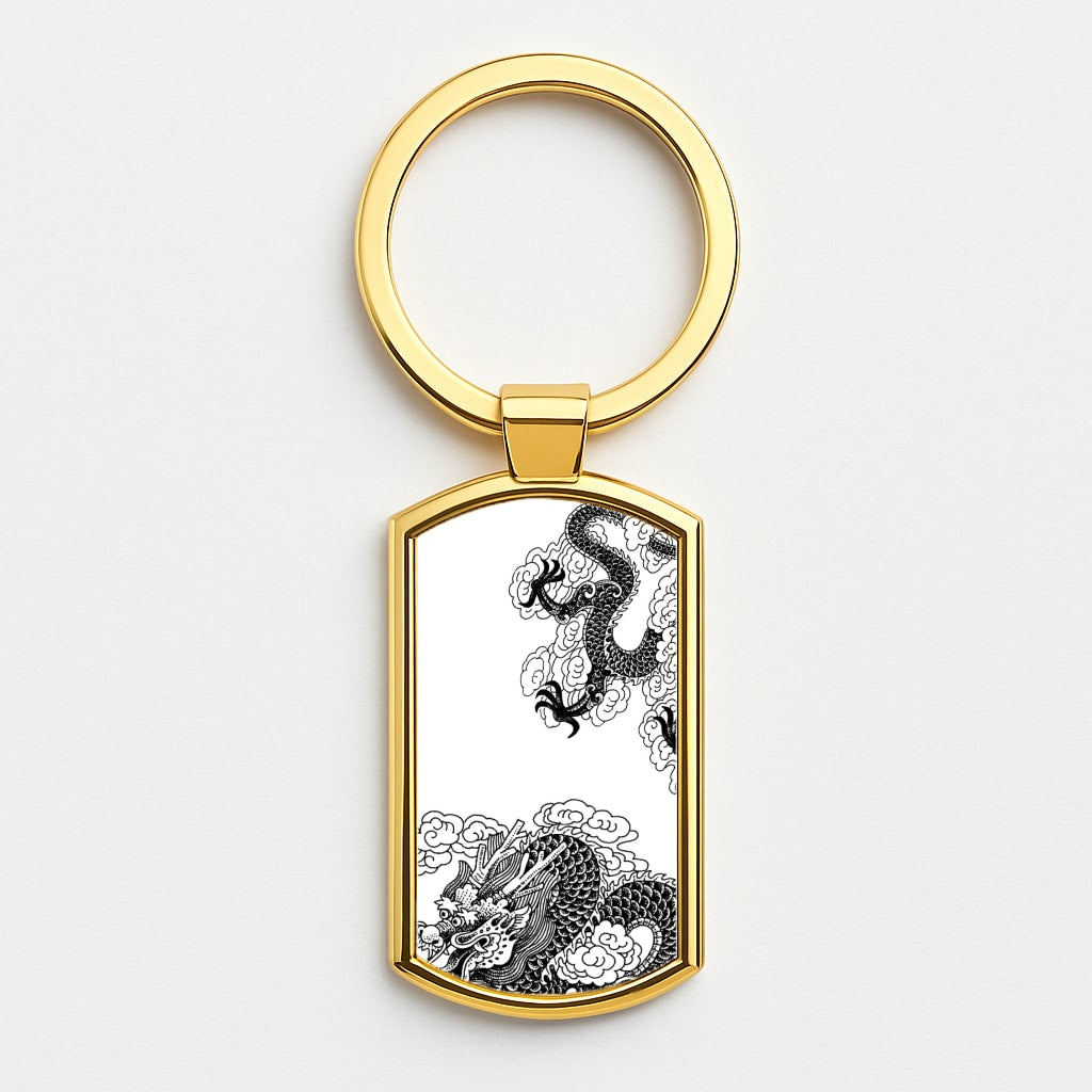 Black Dragon Gold Keyring