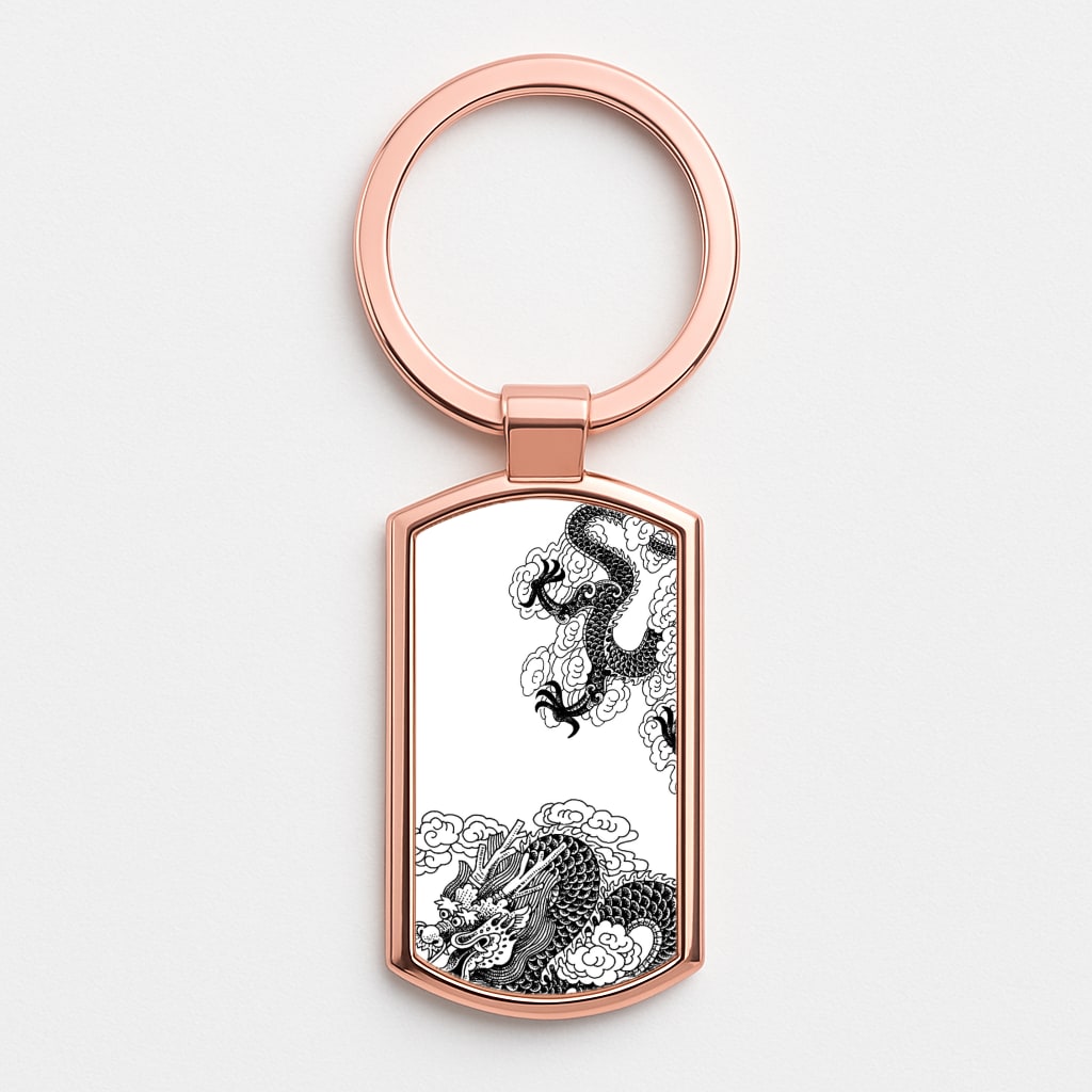 Black Dragon Rose Gold Keyring