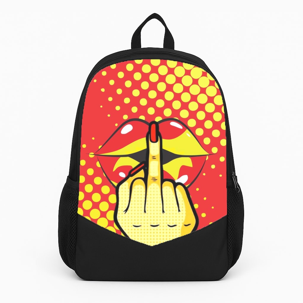 Middle Finger Kiss - Pop Art Large Backpack