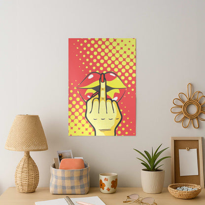 Middle Finger Kiss - Pop Art Art Print