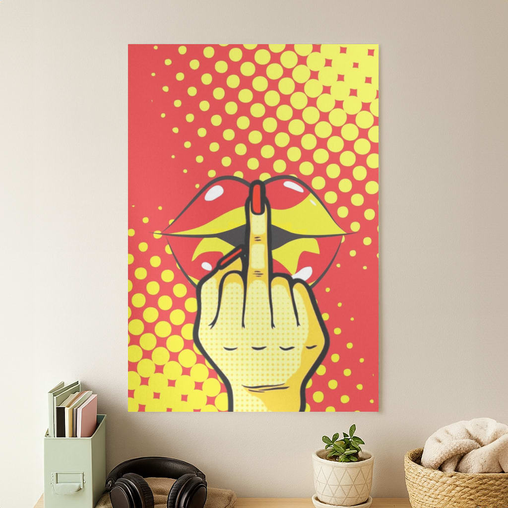 Middle Finger Kiss - Pop Art Poster