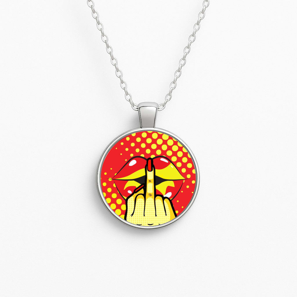 Middle Finger Kiss - Pop Art Necklace
