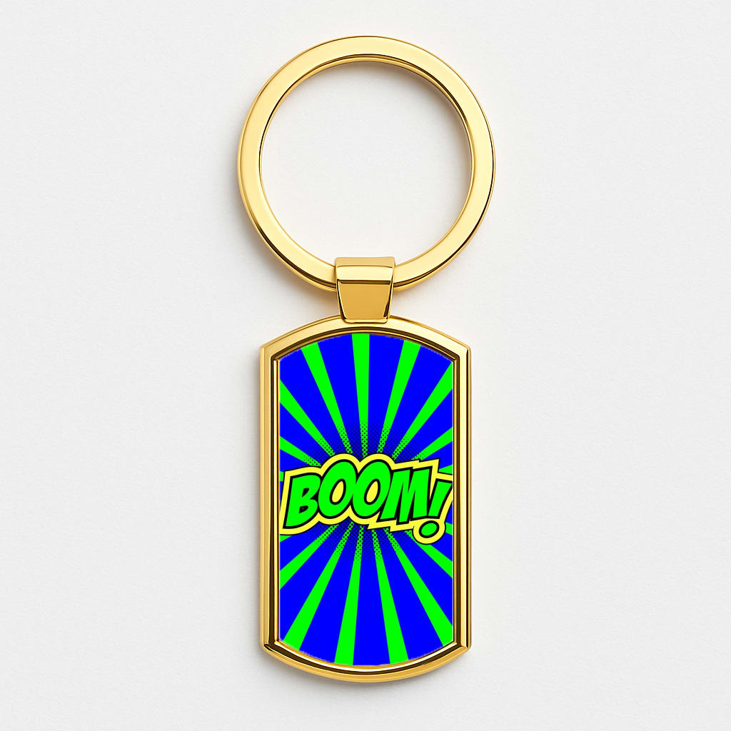 Boom - Pop Art Gold Keyring