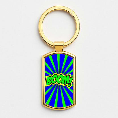 Boom - Pop Art Gold Keyring